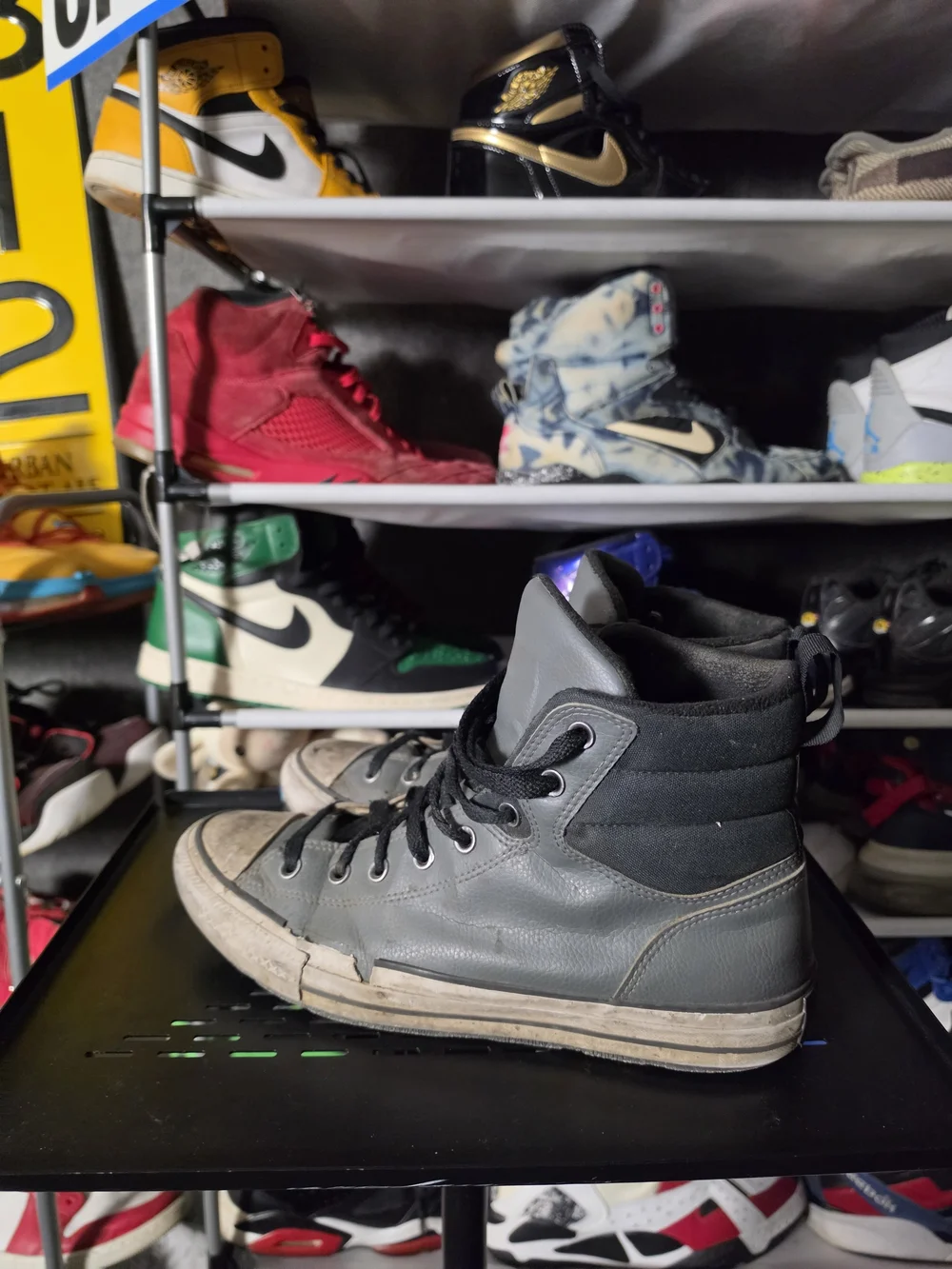 🔥 Well Worn Converse Hi Tops Men’s Size 11 Gray Leather High-Top Sneakers - Picture 10 of 13
